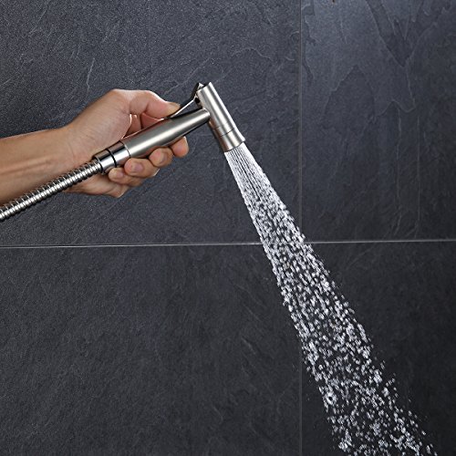 AOZBZ 2 Modos Mano Grifos de Bidé Shattaf Pulverizador, Acero Inoxidable Bidet de Ducha de Baño Spray Faucet con Manguera, tee Conectores, Soporte, Gancho