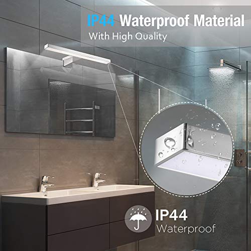 Aplique Espejo Baño, Infankey 3 en 1 Lámpara de Espejo Baño 5W 220V 30CM 400LM 4000K, Luz Blanca Neutra, IP44 Impermeable, para Espejo/Gabinete/Pared [Clase de Eficiencia Energética A+]