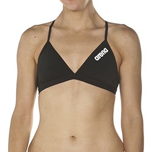 ARENA Solid Tie Back Top Braguita de Bikini, Mujer, Negro (Black/White), 42