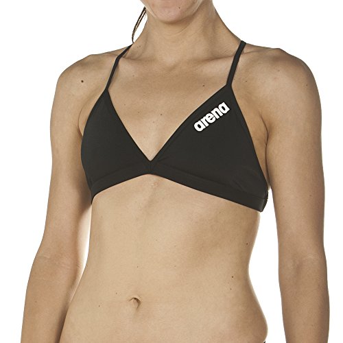 ARENA Solid Tie Back Top Braguita de Bikini, Mujer, Negro (Black/White), 42