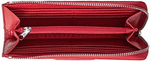 Armani Exchange - Pebble PU Round Zip Wallet, Carteras Mujer, Rojo (Royal Red), 11.0x2.0x19.0 cm (B x H T)