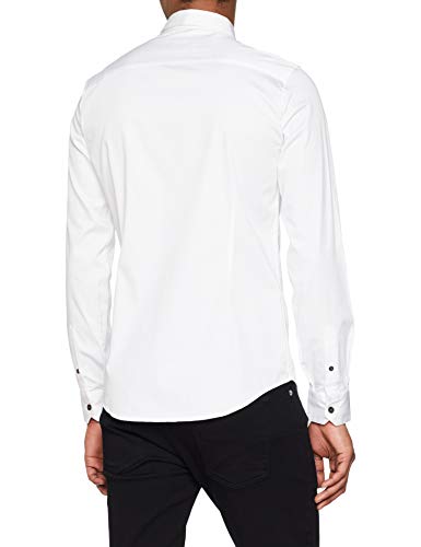 Armani Exchange Smart Stretch Satin Camisa, Blanco (White 1100), 46 (Talla del Fabricante: X-Large) para Hombre