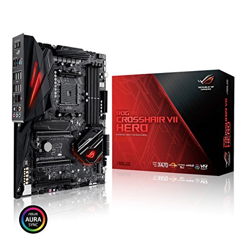 Asus CROSSHAIR VII HERO (WI-FI) AMD AM4 X470 ATX - Placa base gaming con M.2 heatsink, Aura Sync RGB LED, DDR4 3600MHz, 802.11ac Wi-Fi, dual M.2, SATA 6Gb/s y USB 3.1 Gen 2