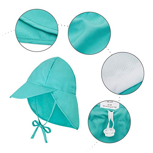 Atuka - Sombrero de sol unisex para bebé, transpirable, para la playa, gorro con bandas de sujeción y protección para la nuca, sombrero de verano lima 3-18 meses