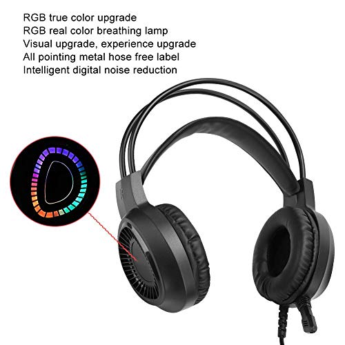 Auriculares para Juegos de 3,5 mm, Auriculares para Juegos Luminosos y Coloridos Auriculares para Juegos con Sonido Envolvente con cancelación de Ruido USB para PC portátil(Resplandor Colorido)