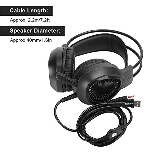 Auriculares para Juegos de 3,5 mm, Auriculares para Juegos Luminosos y Coloridos Auriculares para Juegos con Sonido Envolvente con cancelación de Ruido USB para PC portátil(Resplandor Colorido)