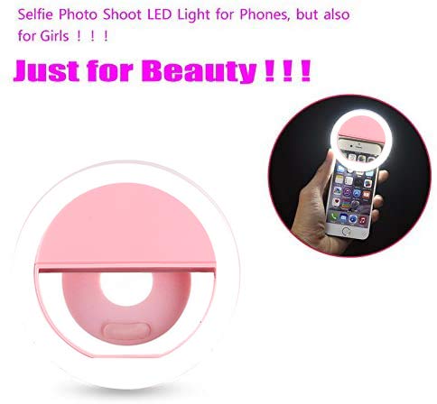 AUTOPkio Anillo de Luz Selfie, 36 LED Ring Light USB Recargable Ajustable 3 Niveles Brillo para Youtube, Tiktok, Teléfonos, Maquillaje (Rosado)