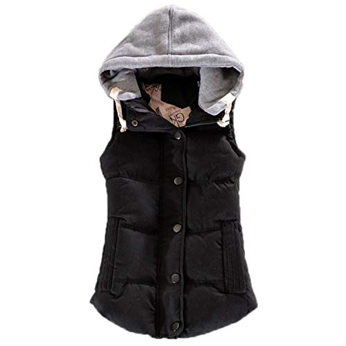 Autumn Winter Basic Jackets Coat Women Vest Women Hooded Veste Femme Parkas Casaco Black XL