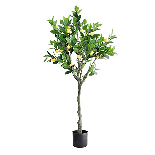 AXAA Planta de simulación en Maceta, Hermoso árbol Artificial, Piso Grande, árbol de limón Artificial, decoración de la Ventana del hogar, Planta Verde, Interior, Exterior, árboles, 136 cm