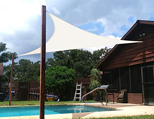 AXT SHADE Toldo Vela de Sombra Triangular 3,6 x 3,6 x 3,6 m, protección Rayos UV y HDPE Transpirable para Patio, Exteriores, Jardín, Color Beige