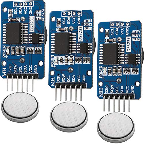 AZDelivery 3 x Reloj en tiempo real RTC DS3231 y bateria incluida gratis I2C para Arduino, Raspberry Pi y microcontrolador (con AT24C32)