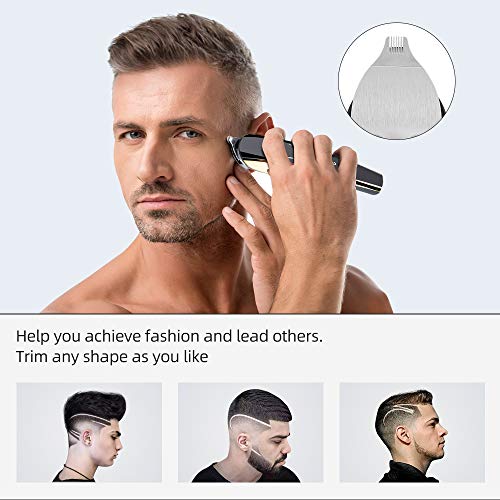 Barbero Electrico Cortapelos, 5 en 1 Recortador de barba Hombres y precisión Impermeable, Cortapelos Electrónico Maquinilla Recargable con USB para barba, pequeños detalles, vello, nariz y orejas