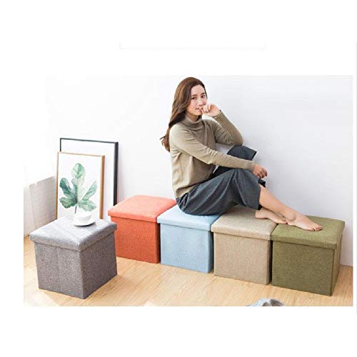 Baúl Plegable Taburete De Almacenamiento, Taburete Plegable Para Almacenaje ,Baúles De Almacenaje Banco Plegable Con Espacio De Alcenamiento Lino Storage Otomanas ( Color : Gray , Size : 76*38*38cm )