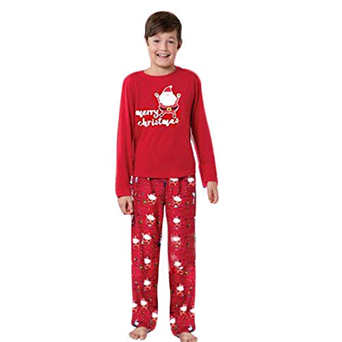 BaZhaHei-Navidad Familia Pijamas Ropa de Dormir Conjunto de Mujeres mamá Papá Noel Remata Blusa Pantalones Conjunto de Pijama de Manga Larga con Paquete Familiar de Papá Noel para Mujer Vacaciones