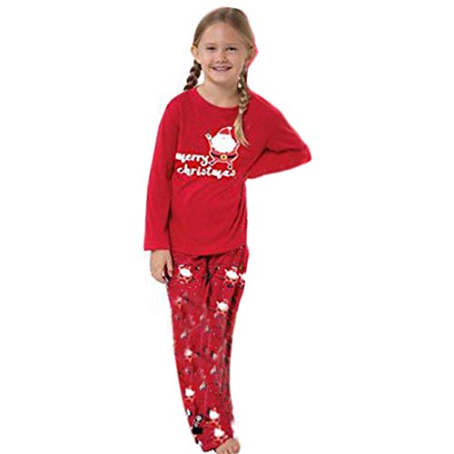 BaZhaHei-Navidad Familia Pijamas Ropa de Dormir Conjunto de Mujeres mamá Papá Noel Remata Blusa Pantalones Conjunto de Pijama de Manga Larga con Paquete Familiar de Papá Noel para Mujer Vacaciones