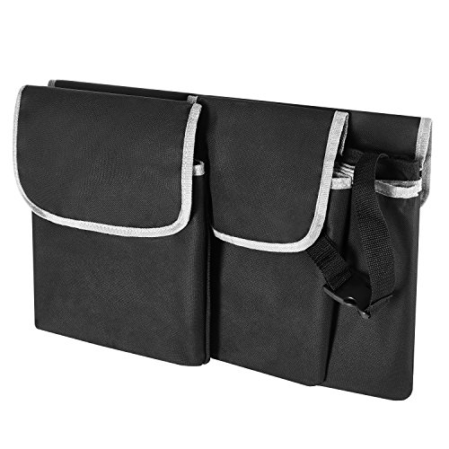 BCAuto Organizador de Maletero, Negro, Oxford 600 D Tejido, Bolso para Maletero, 3 Bolsillos y 1 Soporte para Botellas, Lavable, A*A*P: 90cm * 25cm* 12cm