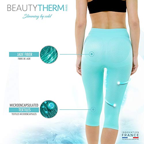 BEAUTYTHERM – Leggings de Deporte para Mujer, reductores y moldeantes, Tejido 3D anticelulitis, Efecto Push up, cosmetotextil Adelgazante con Activos Marinos microencapsulados, Negro/Verde Verde L