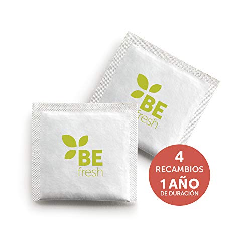 BEfresh Home - Frutas y Verduras Frescas Durante un 40% más de Tiempo | para Uso Dentro y Fuera de la Nevera | Recambio de 1 año | 4 Sachets | No Incluye Hoja Recipiente | Made in Spain