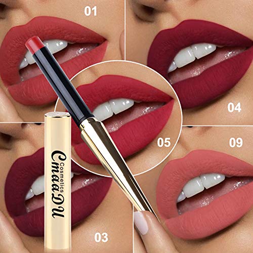 Beito 1 UNID Mate Lápiz Labial Impermeable Larga duración Lápiz Labial Belleza Labio Cosmético Diseño de la bala Hidratante Satén Lápiz Labial Brillante Regalo Para Mujeres niñas(04)