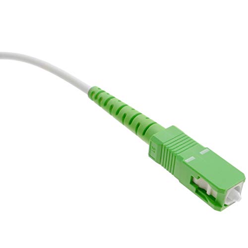 BeMatik FK84-VCES - Cable de Fibra óptica SC/APC a SC/APC (monomodo simplex 9/125, de 3 m) Color Blanco y Verde