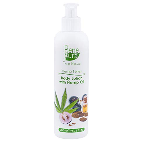 BenePura Body Lotion 200 ml/6.76 fl.oz.- Suitable for Sensitive Skin - Hemp Oil Castor Oil Jojoba Oil Almond Oil - Long-lasting Hydration to the Skin - Nourishes & Softens - Gives Gloss & Elasticity