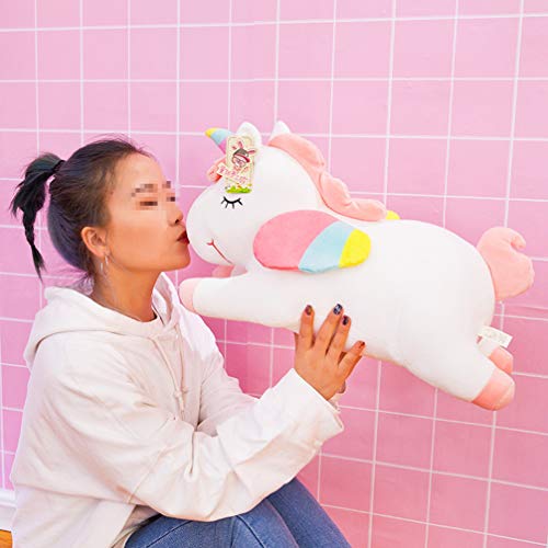 BESPORTBLE Peluche Juguete Almohada muñeca Unicornio Forma diseño arcoíris Color Lindo Adorable para niños niñas Blanco