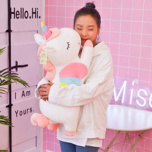 BESPORTBLE Peluche Juguete Almohada muñeca Unicornio Forma diseño arcoíris Color Lindo Adorable para niños niñas Blanco