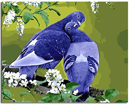 BFSOC Pintura al Óleo de DIY Kits- Paloma Dependiente Azul Pintura Paintworks Dibujo para Los Adultos con Pinceles 40 X 50 cm Decoración Navideña Decoraciones Regalos (Sin Marco)