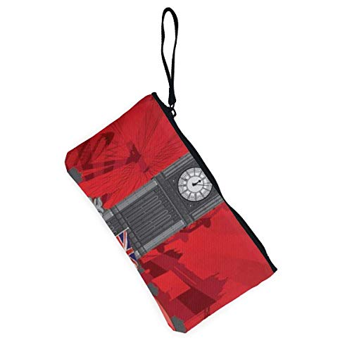 BHGYT Monedero de Lona de la Ciudad de Londres, Bolso de Maquillaje, Bolso de teléfono Celular con asa, Monedero de Billetera con Billetera Unisex, 4.7 'X 8.7'