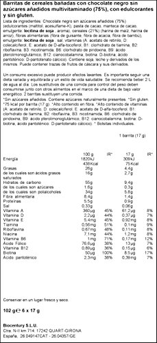 Bicentury - Sarialis - Barritas de Cereales de Chocolate Negro - 6 Barritas - [Pack de 7]