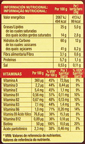 Bicentury - Sarialis - Barritas de cereales y chocolate con leche - 5 barritas x 20 g