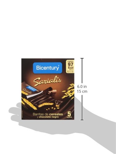 Bicentury - Sarialis - Barritas de cereales y chocolate negro - 100 g 5 barritas