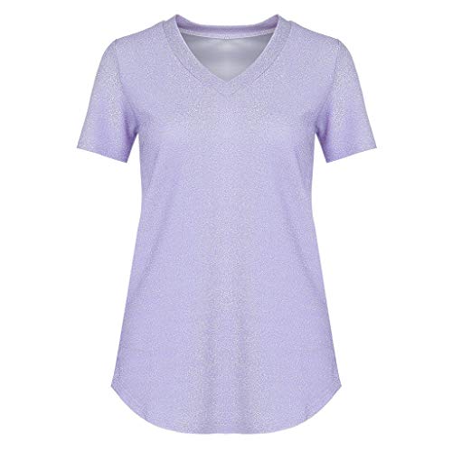 Blusas para Mujer,Lunule Blusas de Verano Camiseta Floja Ocasional de la Manga Corta de Mujer Blusas Tops de spakle de Bling Mujer de Elegante de Fiesta