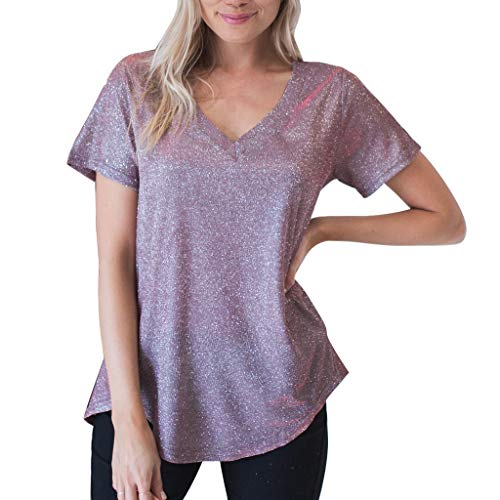 Blusas para Mujer,Lunule Blusas de Verano Camiseta Floja Ocasional de la Manga Corta de Mujer Blusas Tops de spakle de Bling Mujer de Elegante de Fiesta