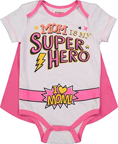 Body con Capa de Mamá Superheroína para el Día de la Madre para Bebé Niña Blanco/Rosa (3-6 Meses)