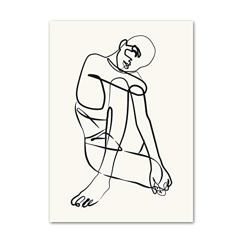 Body Line Drawing Abstract Painting Wall Art Canvas Canvas Black White Nordic Posters And Prints Imágenes de pared para sala de estar 20x30CM SIN marco