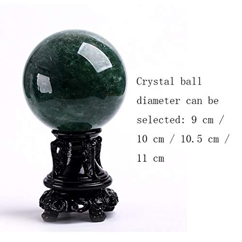 Bola de Cristal Verde Natural cristalina de la Fresa, la Bola de Cristal, Bola de Piedra Raro de energía Verde for curación de Cristal, meditación, Adivinación, Feng Shui, Hecho a Mano (90mm) Bola de