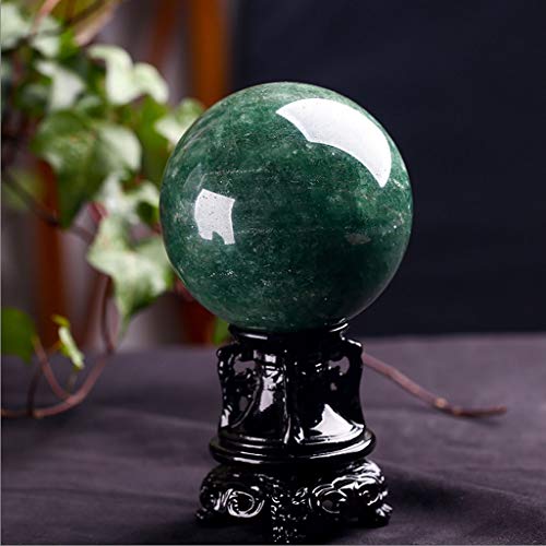 Bola de Cristal Verde Natural cristalina de la Fresa, la Bola de Cristal, Bola de Piedra Raro de energía Verde for curación de Cristal, meditación, Adivinación, Feng Shui, Hecho a Mano (90mm) Bola de