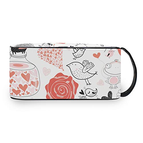 Bolsa de aseo portátil Deziro Love Kiss para viaje, impermeable, organizador de maquillaje, bolsa de cosméticos para mujeres y niñas