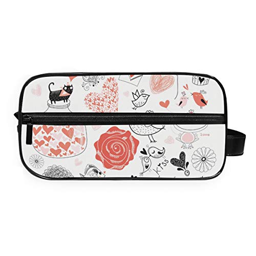 Bolsa de aseo portátil Deziro Love Kiss para viaje, impermeable, organizador de maquillaje, bolsa de cosméticos para mujeres y niñas