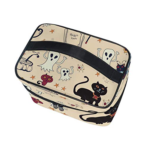 Bolsa de cosméticos de Viaje Cat Ghost Star Halloween ToiletryBolsa de Maquillaje Pouch Tote Case Organizer Storage For Women Girls