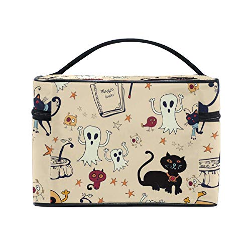 Bolsa de cosméticos de Viaje Cat Ghost Star Halloween ToiletryBolsa de Maquillaje Pouch Tote Case Organizer Storage For Women Girls