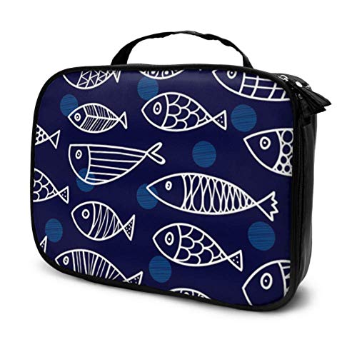 Bolsa de Maquillaje con Cremallera de Viaje Pintada con Peces de Acuarela Bolsa de Maquillaje para niños Funda de Maquillaje Femenina Bolsa Impresa multifunción para Mujeres