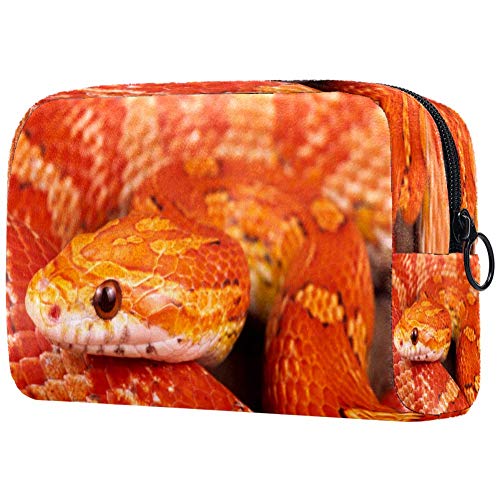 Bolsa de maquillaje de serpiente de maíz, organizador para viaje, portátil, para niñas, mujeres