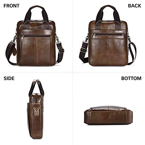 Bolso de Hombre Bolsa Caballero Bandolera Bolsos de Mano Cuero Crossbody Mensajero Maletín del Trabajo Vintage Caballo Loco de Hombro Casual Messenger Bag,Marrón