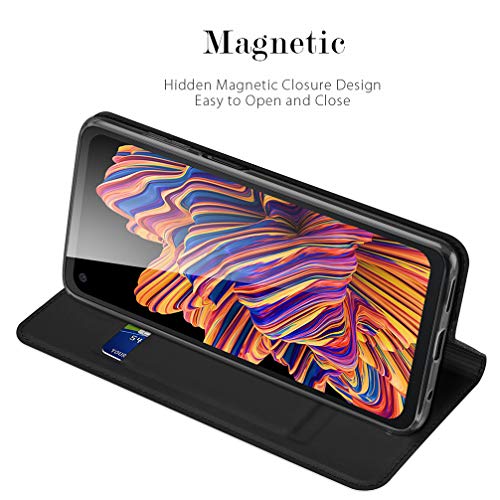 BRAND SET Funda para Xiaomi Redmi Note 9 Pro Funda de Cuero con Tapa Plegable Material de PU con Función de Soporte Hebilla Magnética Invisible Funda Ultrafina Carcasa para Redmi Note 9 Pro-Negro