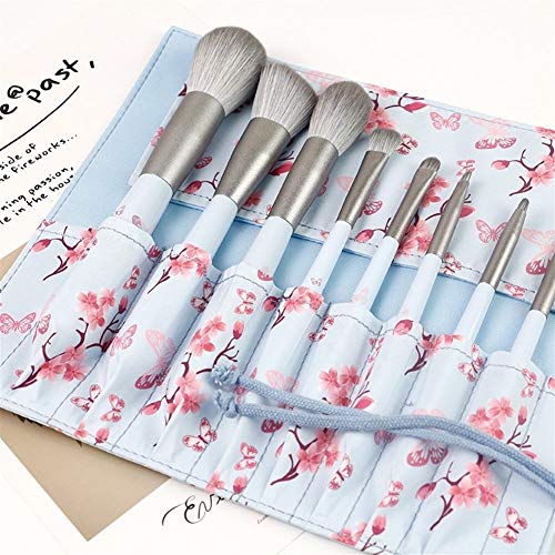 Brochas Maquillaje profesional 8 Nano Silk Maquillaje Set de Cepillos para Principiantes Conjunto de Herramientas de Maquillaje Sombra de Ojos Cepillo de Cejas Polvo Suelto Powder Brush Set de Brochas