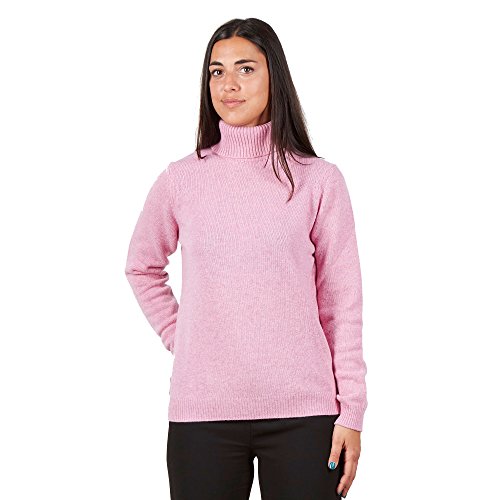 BRUNELLA GORI Jerséis Suéter de Cuello Alto para Mujer en 100% Lana Virgen Color Rosa Talla XS