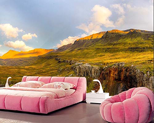 BZDHWWH Iceland Hill Moss Nature Foto Mural 3D Fondo De Pantalla Sala De Estar Sofá Tv Pared Dormitorio Fondos De Pantalla Decoración Para El Hogar Cafetería,140cm(W) x 70.5cm(H)