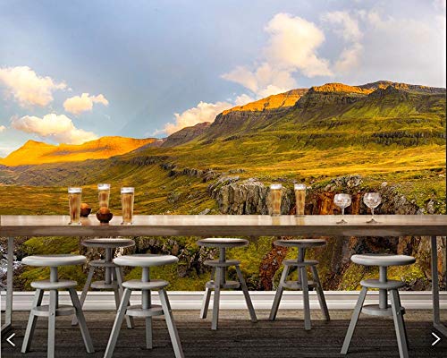 BZDHWWH Iceland Hill Moss Nature Foto Mural 3D Fondo De Pantalla Sala De Estar Sofá Tv Pared Dormitorio Fondos De Pantalla Decoración Para El Hogar Cafetería,140cm(W) x 70.5cm(H)